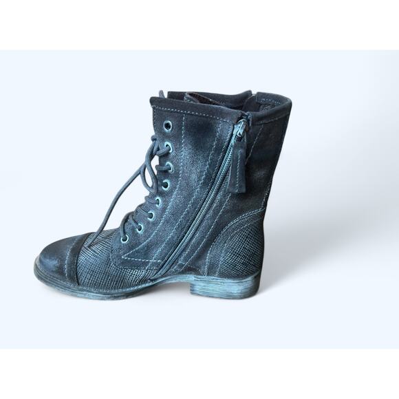 NEW ROAN Affair P Suede Leather Lace-up Combat Moto Boots Gray size 6 Edgy Boho - Picture 5 of 9